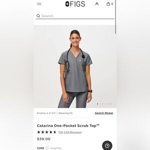Figs Graphite Set XS - Catalina Scrub Top and Livingston Basic Scrub Pant